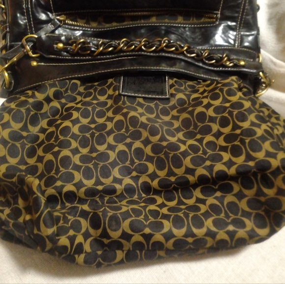 REHAB COACH LARGE SHOULDER BAG HOBO BLACK AND BRASS HARDWARE - Picture 8 of 16